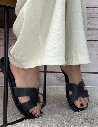 Creative ciabattina in pelle Nera