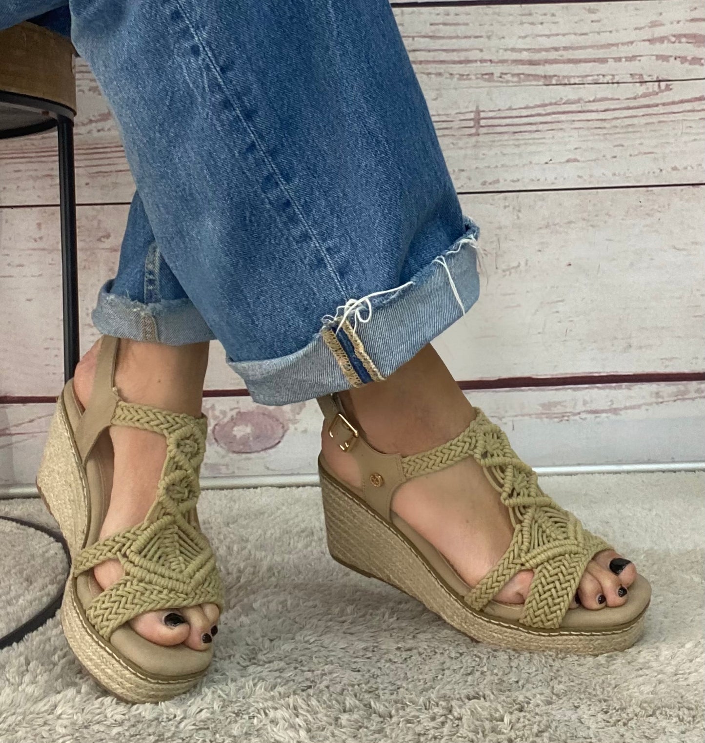 Xti Zeppa paglia uncinetto beige