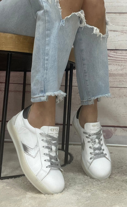 Step Nappa white met Silver