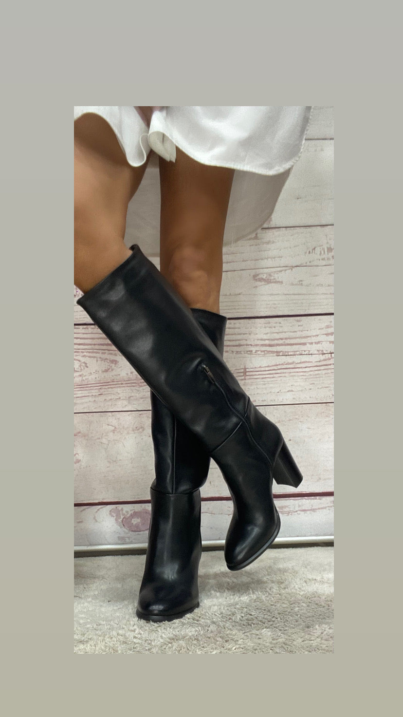 Lanci Stivale a tubo pelle nero