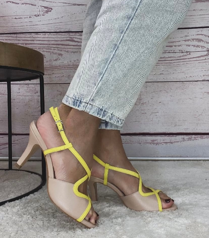 Mondie Sandalo nappa Nude+nappa Lime